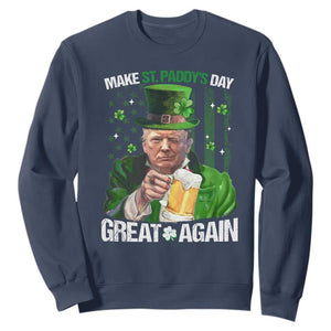 Funny Trump Make St. Paddy's Day Great Again Sweatshirt Lucky Shamrock American Flag TS10 Navy Print Your Wear