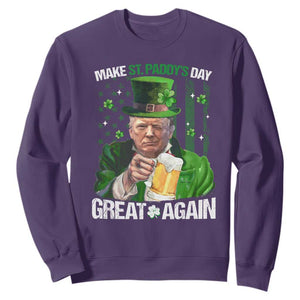 Funny Trump Make St. Paddy's Day Great Again Sweatshirt Lucky Shamrock American Flag TS10 Purple Print Your Wear