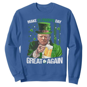 Funny Trump Make St. Paddy's Day Great Again Sweatshirt Lucky Shamrock American Flag TS10 Royal Blue Print Your Wear