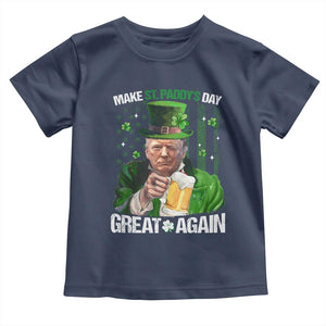 Funny Trump Make St. Paddy's Day Great Again Toddler T Shirt Lucky Shamrock American Flag TS10 Navy Print Your Wear