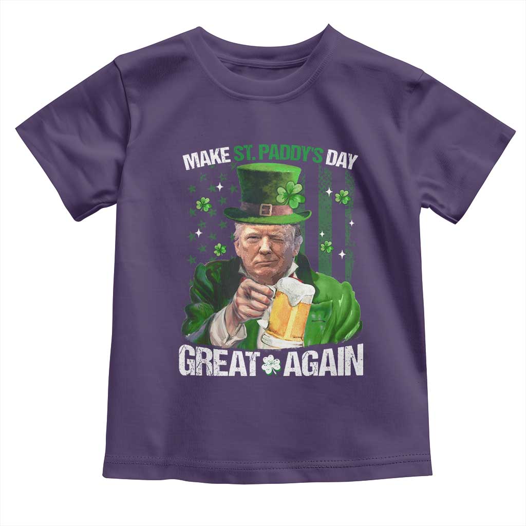 Funny Trump Make St. Paddy's Day Great Again Toddler T Shirt Lucky Shamrock American Flag TS10 Purple Print Your Wear