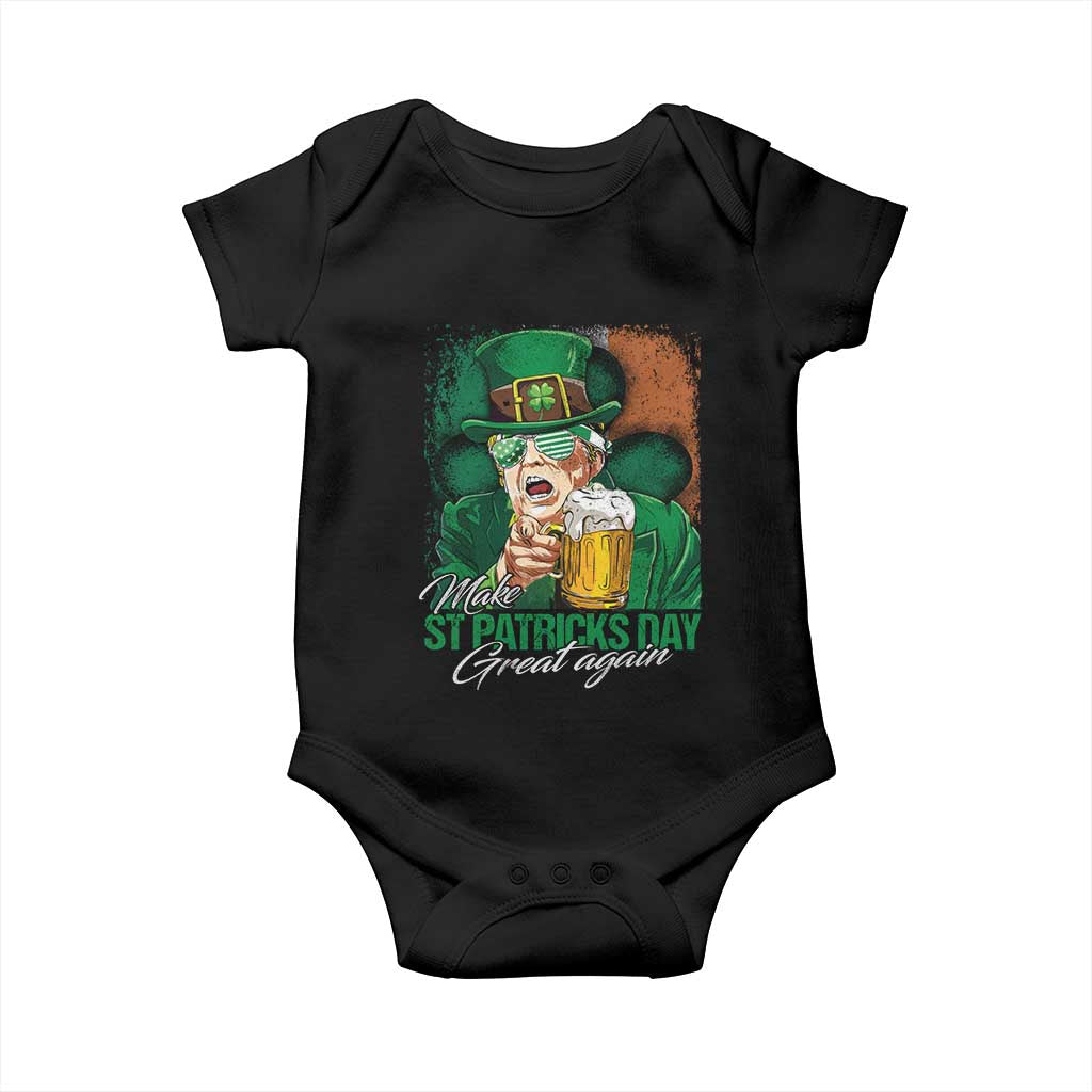 Funny Trump St Patricks Day Baby Onesie Make St Patricks Day Great Again TS10 Black Print Your Wear