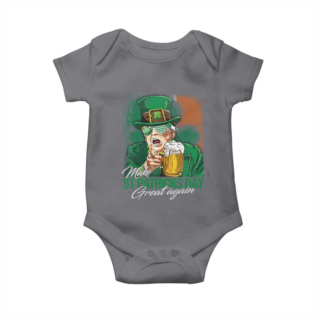 Funny Trump St Patricks Day Baby Onesie Make St Patricks Day Great Again TS10 Charcoal Print Your Wear