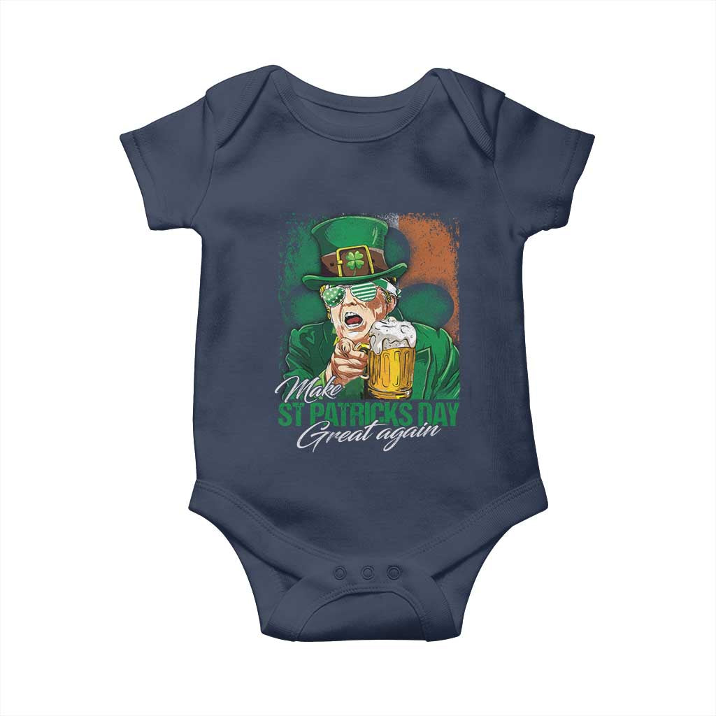 Funny Trump St Patricks Day Baby Onesie Make St Patricks Day Great Again TS10 Navy Print Your Wear
