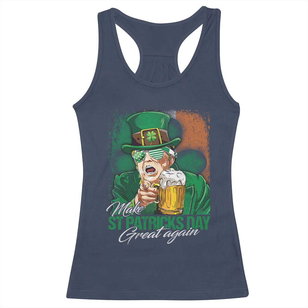 Funny Trump St Patricks Day Racerback Tank Top Make St Patricks Day Great Again TS10 Navy Print Your Wear