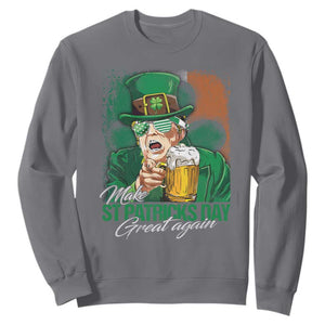 Funny Trump St Patricks Day Sweatshirt Make St Patricks Day Great Again TS10 Charcoal Print Your Wear