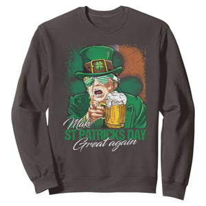 Funny Trump St Patricks Day Sweatshirt Make St Patricks Day Great Again TS10 Dark Chocolate Print Your Wear