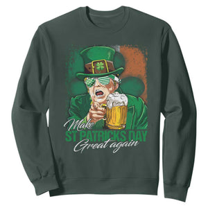 Funny Trump St Patricks Day Sweatshirt Make St Patricks Day Great Again TS10 Dark Forest Green Print Your Wear