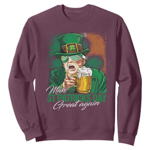 Funny Trump St Patricks Day Sweatshirt Make St Patricks Day Great Again TS10 Maroon Print Your Wear