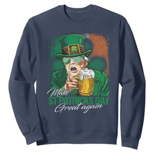Funny Trump St Patricks Day Sweatshirt Make St Patricks Day Great Again TS10 Navy Print Your Wear