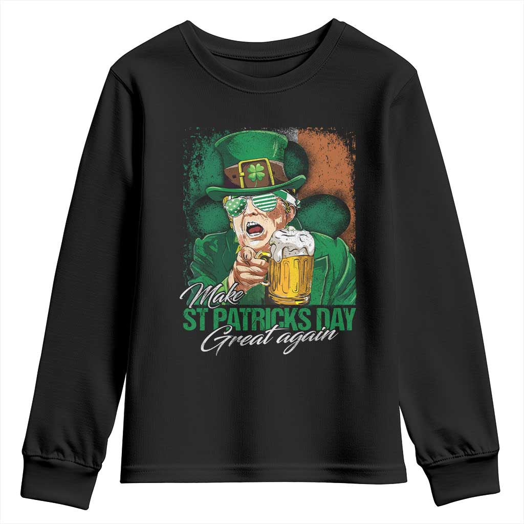 Funny Trump St Patricks Day Youth Sweatshirt Make St Patricks Day Great Again TS10 Black Print Your Wear