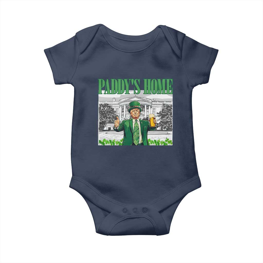 Funny Trump St Patricks Day Baby Onesie Paddy's Home White House TS10 Navy Print Your Wear