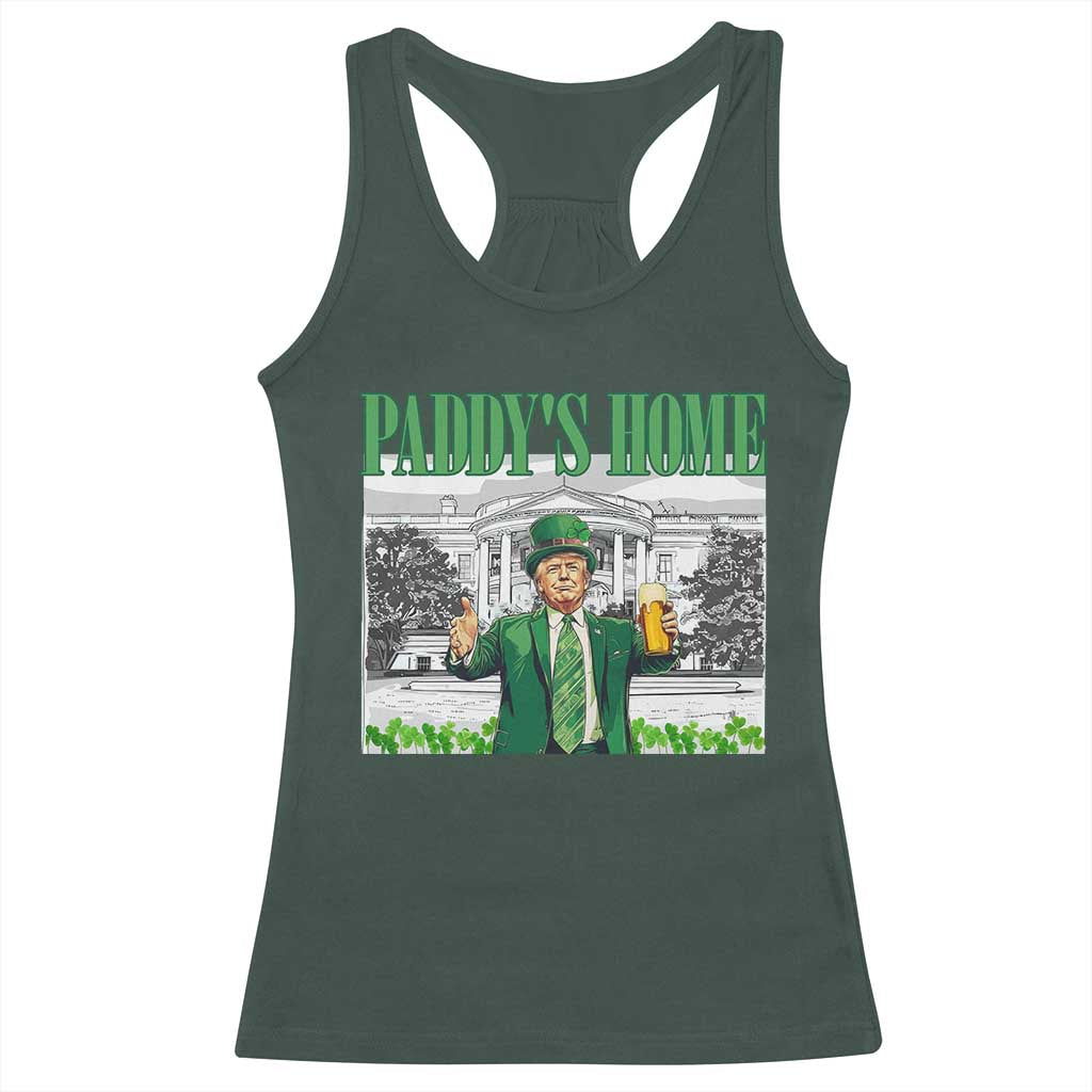 Funny Trump St Patricks Day Racerback Tank Top Paddy's Home White House TS10 Dark Forest Green Print Your Wear