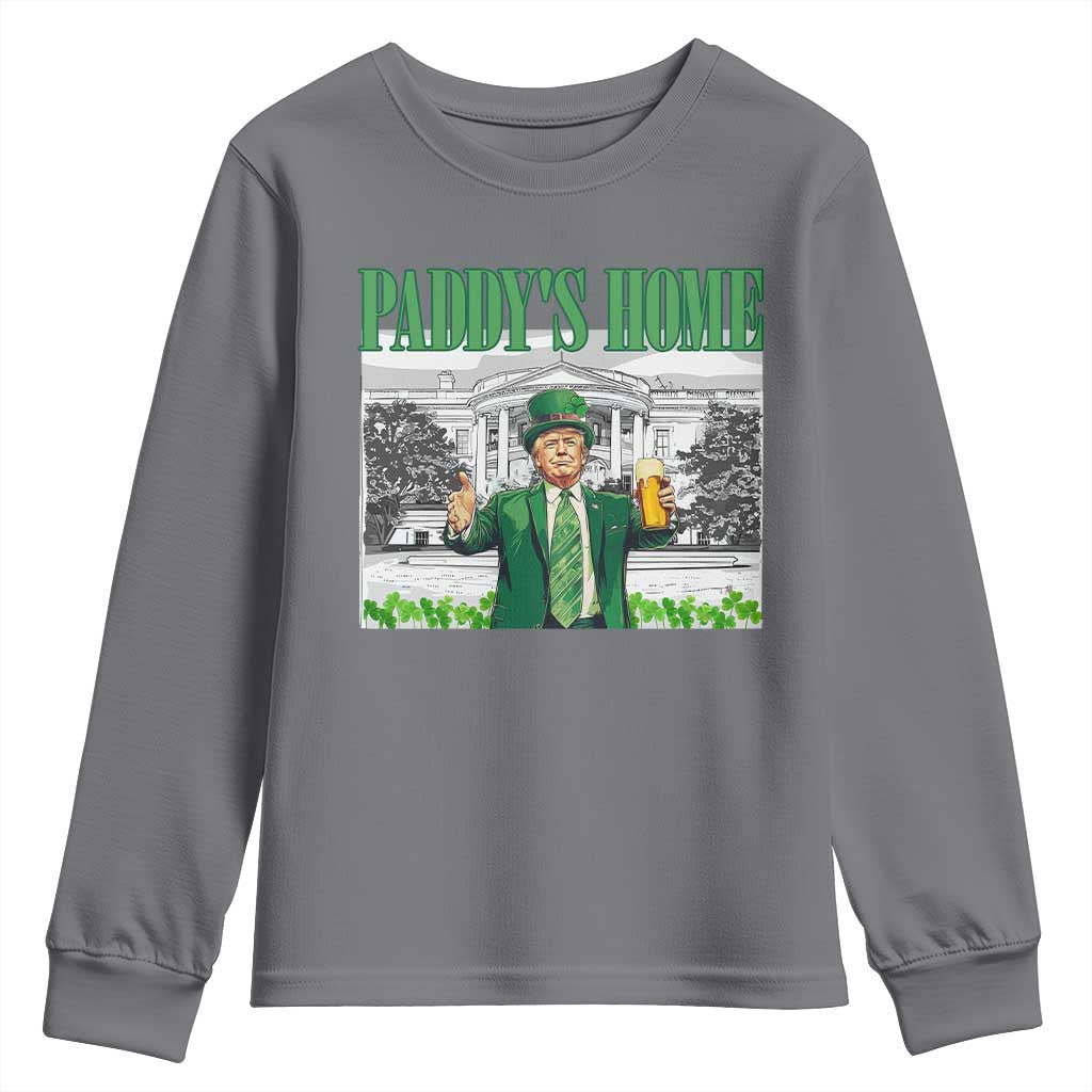 Funny Trump St Patricks Day Youth Sweatshirt Paddy's Home White House TS10 Charcoal Print Your Wear