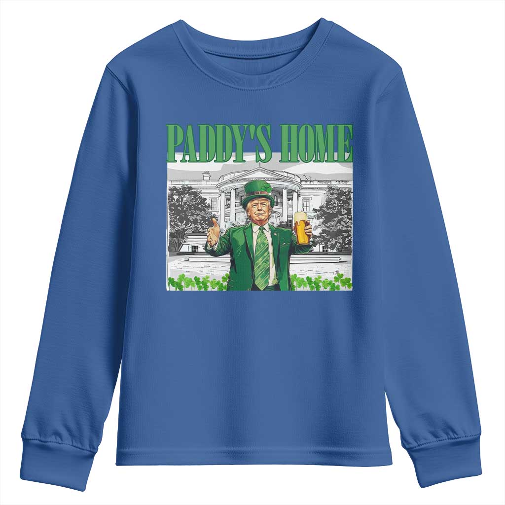 Funny Trump St Patricks Day Youth Sweatshirt Paddy's Home White House TS10 Royal Blue Print Your Wear