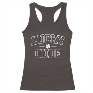 Kids St. Patrick's Day Racerback Tank Top Lucky Dude TS10 Dark Chocolate Print Your Wear