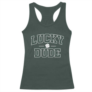 Kids St. Patrick's Day Racerback Tank Top Lucky Dude TS10 Dark Forest Green Print Your Wear