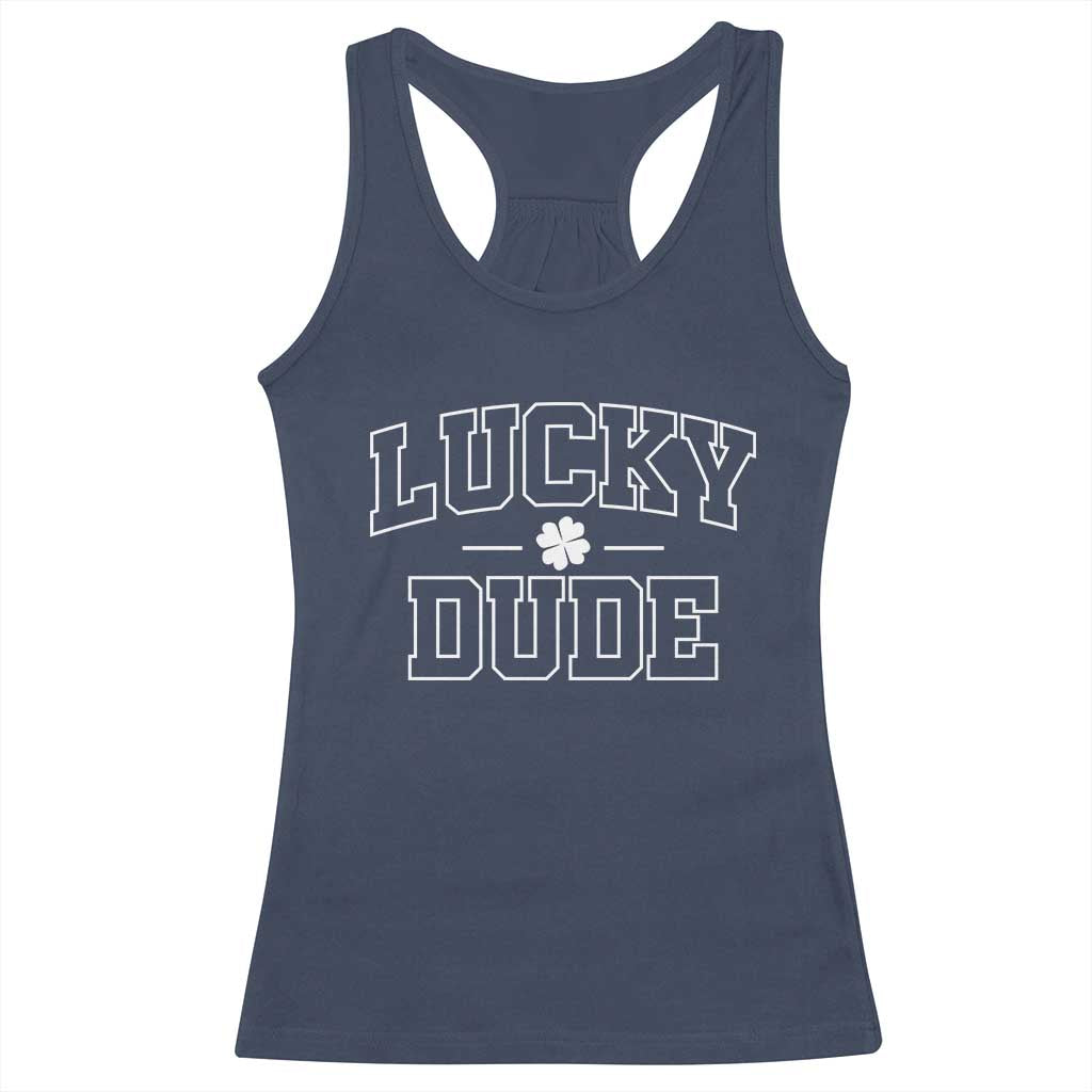 Kids St. Patrick's Day Racerback Tank Top Lucky Dude TS10 Navy Print Your Wear