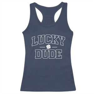 Kids St. Patrick's Day Racerback Tank Top Lucky Dude TS10 Navy Print Your Wear