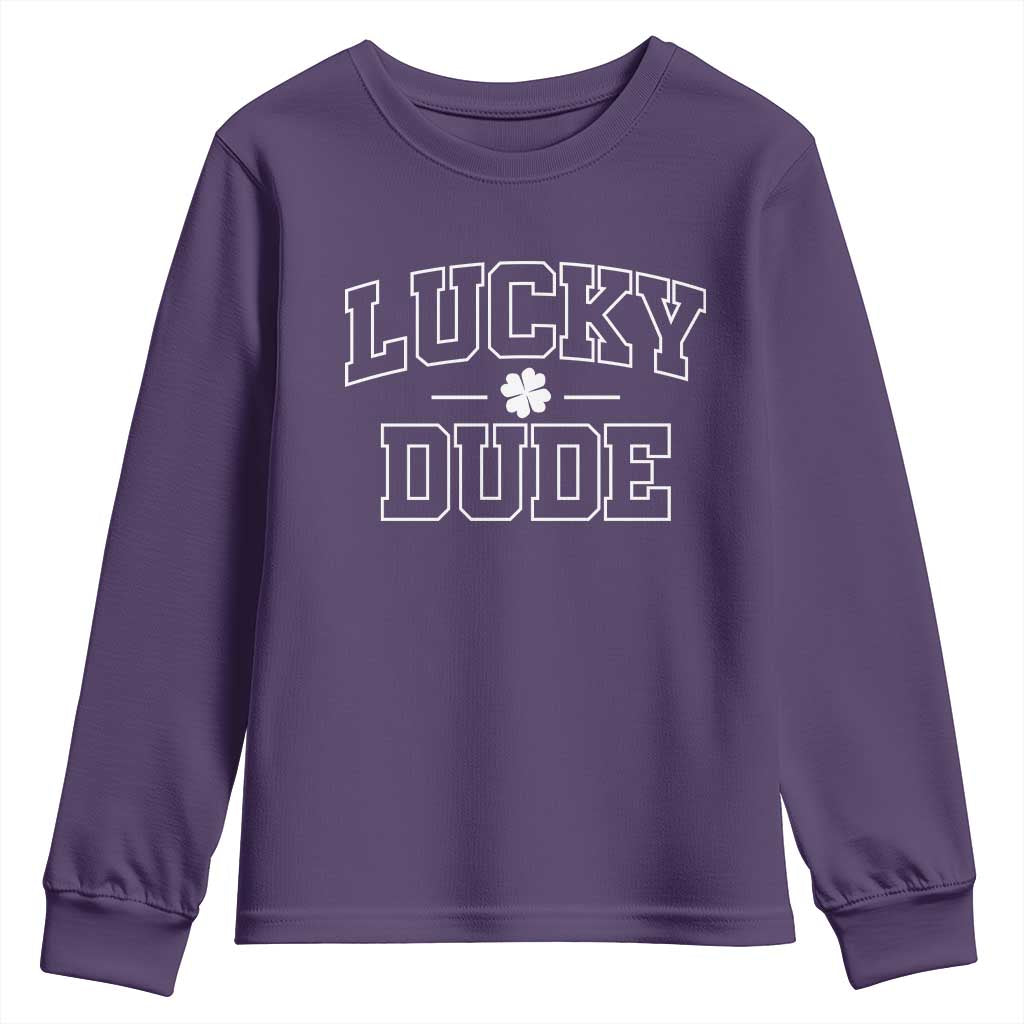 Kids St. Patrick's Day Youth Sweatshirt Lucky Dude TS10 Purple Print Your Wear