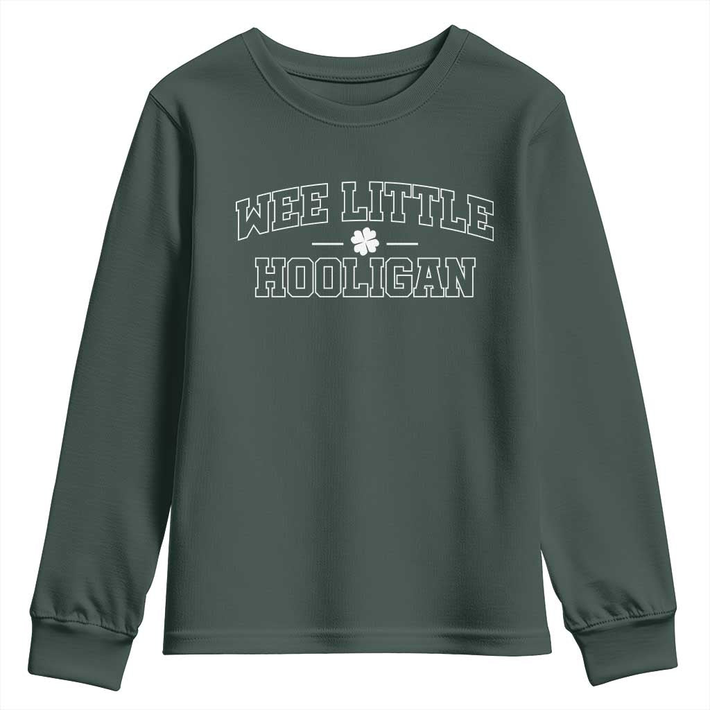 St Patricks Day Wee Little Hooligan Youth Sweatshirt TS10 Dark Forest Green Print Your Wear