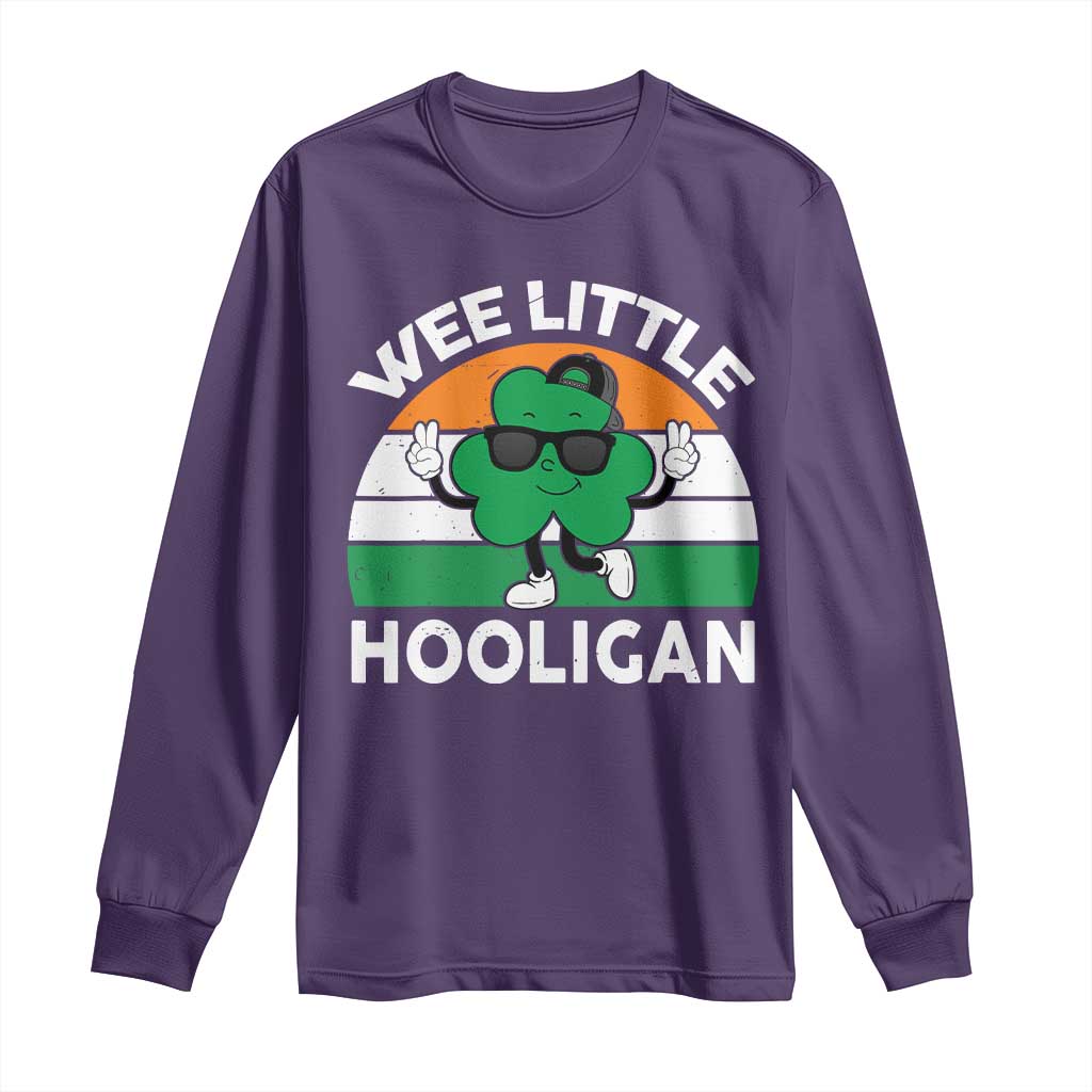 St Patricks Day Wee Little Hooligan Long Sleeve Shirt Funny Men Boy Kids Irish Kids TS10 Purple Print Your Wear