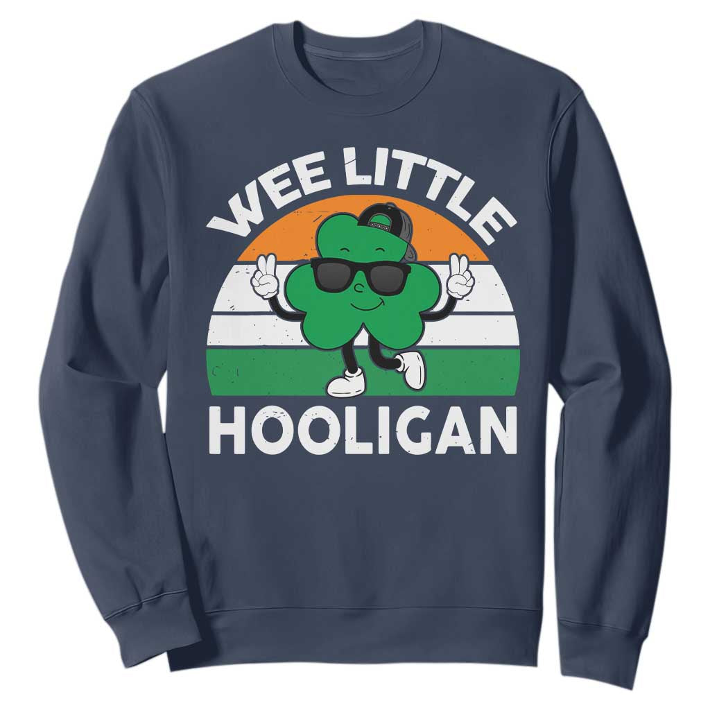 St Patricks Day Wee Little Hooligan Sweatshirt Funny Men Boy Kids Irish Kids TS10 Navy Print Your Wear