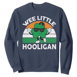 St Patricks Day Wee Little Hooligan Sweatshirt Funny Men Boy Kids Irish Kids TS10 Navy Print Your Wear