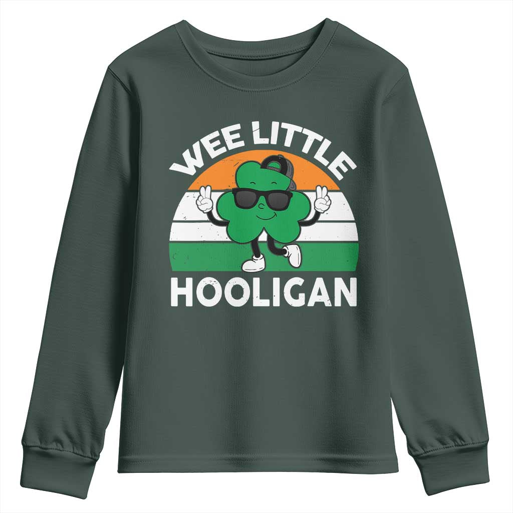 St Patricks Day Wee Little Hooligan Youth Sweatshirt Funny Men Boy Kids Irish Kids TS10 Dark Forest Green Print Your Wear