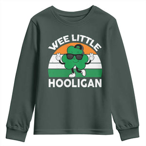St Patricks Day Wee Little Hooligan Youth Sweatshirt Funny Men Boy Kids Irish Kids TS10 Dark Forest Green Print Your Wear