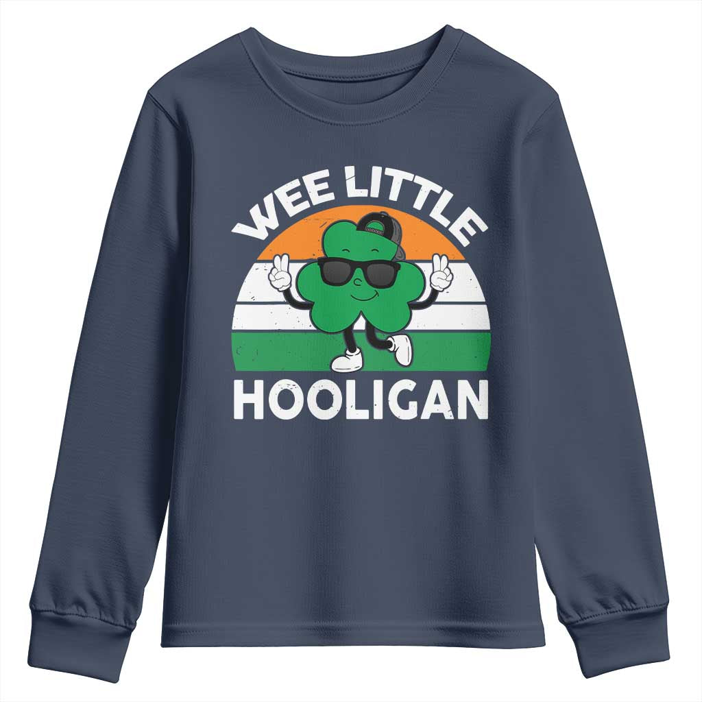 St Patricks Day Wee Little Hooligan Youth Sweatshirt Funny Men Boy Kids Irish Kids TS10 Navy Print Your Wear