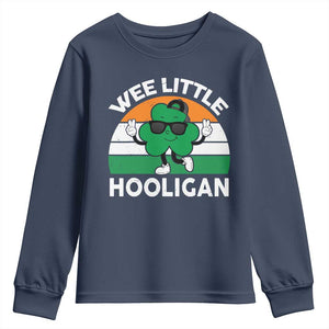 St Patricks Day Wee Little Hooligan Youth Sweatshirt Funny Men Boy Kids Irish Kids TS10 Navy Print Your Wear