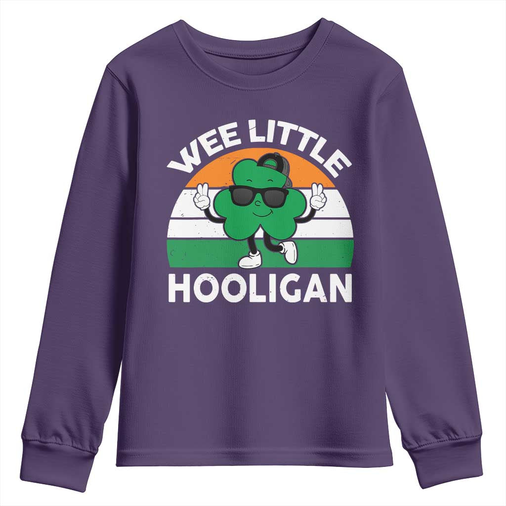 St Patricks Day Wee Little Hooligan Youth Sweatshirt Funny Men Boy Kids Irish Kids TS10 Purple Print Your Wear