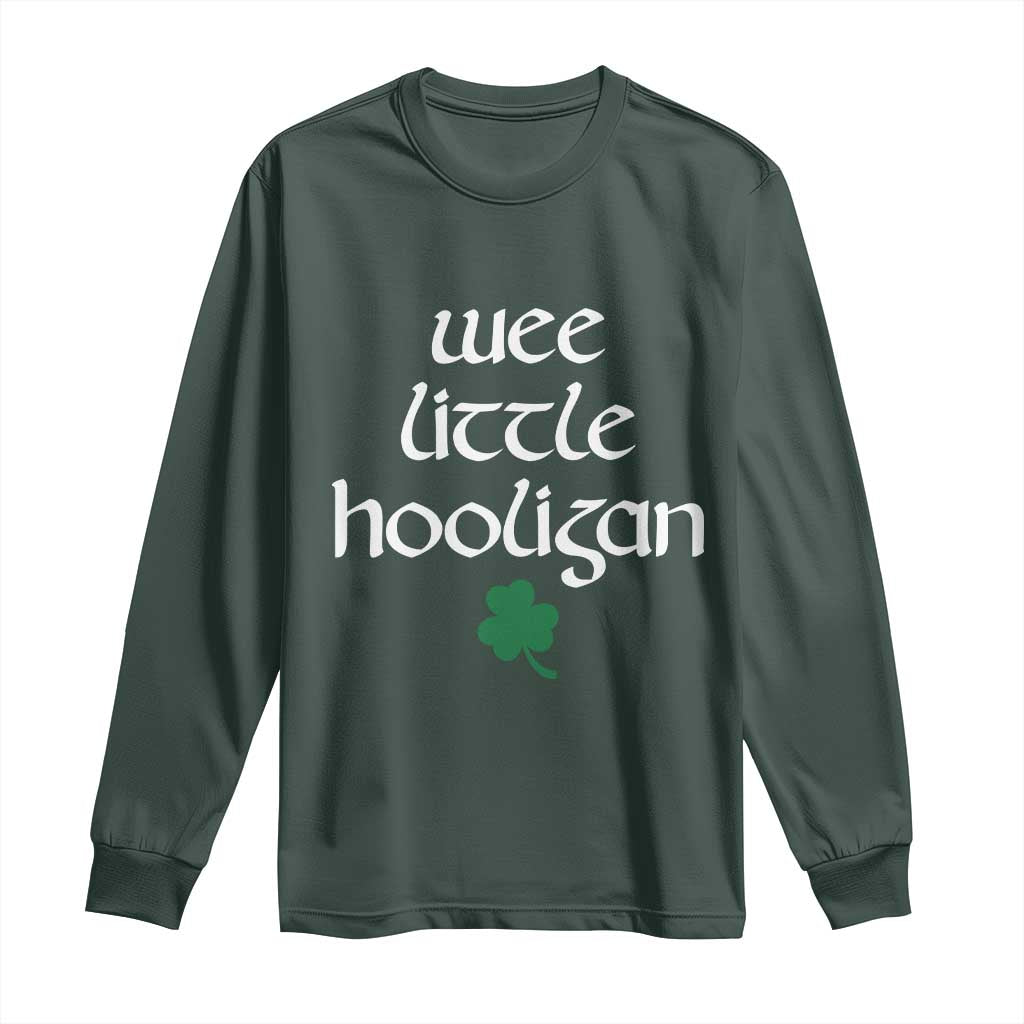 St Patricks Kids Wee Little Hooligan Long Sleeve Shirt TS10 Dark Forest Green Print Your Wear