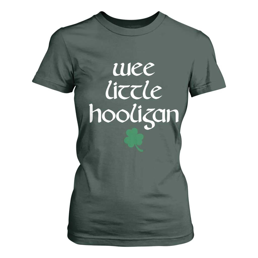 St Patricks Kids Wee Little Hooligan T Shirt For Women TS10 Dark Forest Green Print Your Wear