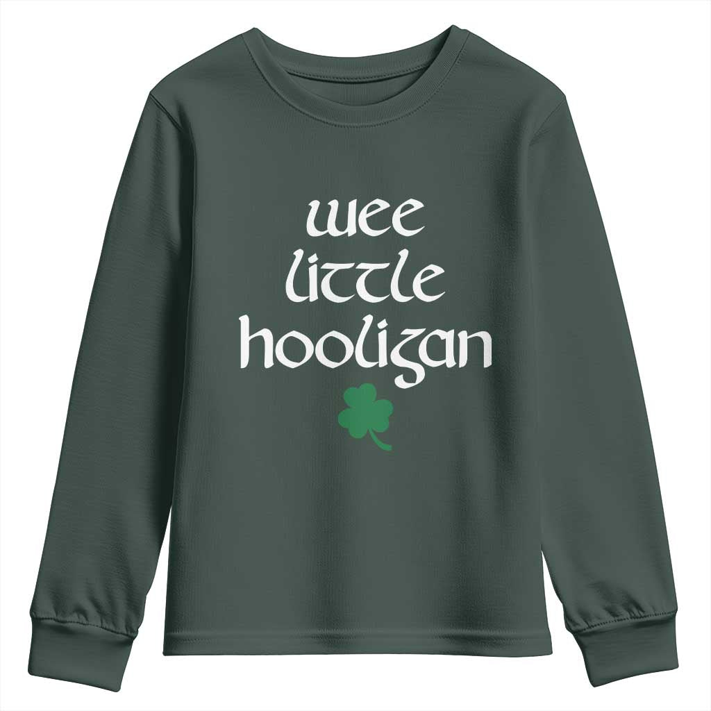 St Patricks Kids Wee Little Hooligan Youth Sweatshirt TS10 Dark Forest Green Print Your Wear