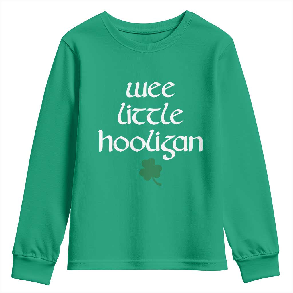 St Patricks Kids Wee Little Hooligan Youth Sweatshirt TS10 Irish Green Print Your Wear