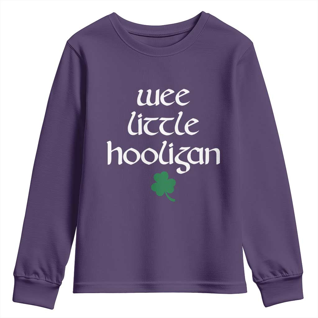 St Patricks Kids Wee Little Hooligan Youth Sweatshirt TS10 Purple Print Your Wear