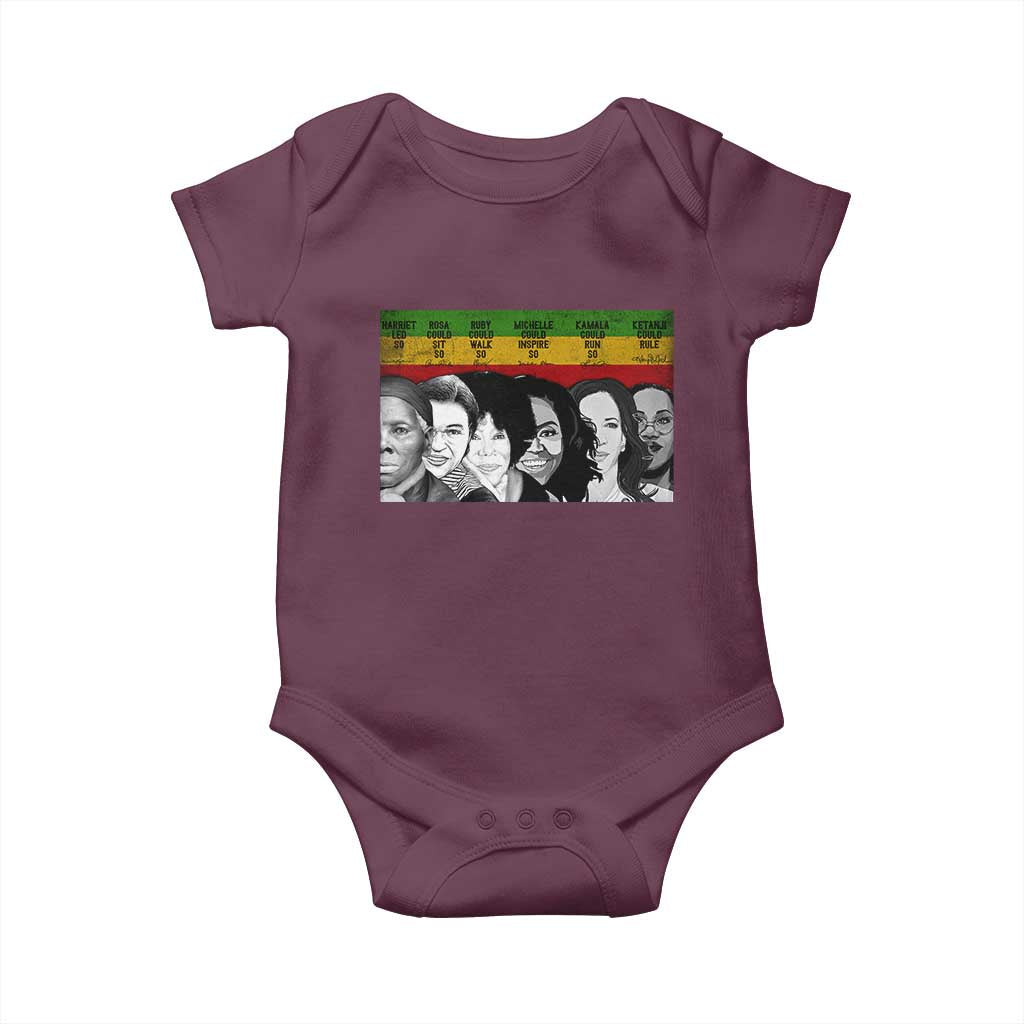 Black Pride Baby Onesie Harriet Led Rosa Could Sit Ruby Could Walk Michelle Could Inspire Kamala Could Run Ketanji Could Rule TS10 Maroon Print Your Wear