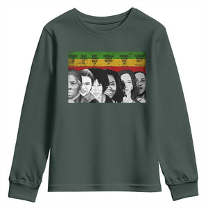 Black Pride Youth Sweatshirt Harriet Led Rosa Could Sit Ruby Could Walk Michelle Could Inspire Kamala Could Run Ketanji Could Rule TS10 Dark Forest Green Print Your Wear