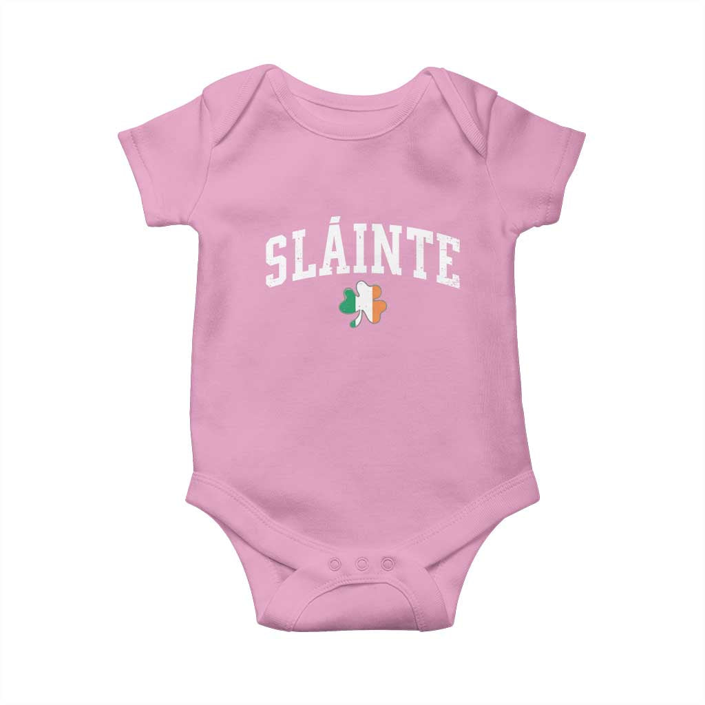 St Patricks Day Baby Onesie Retro Slainte Shamrock Lucky Irish Day Gift TS10 Light Pink Print Your Wear