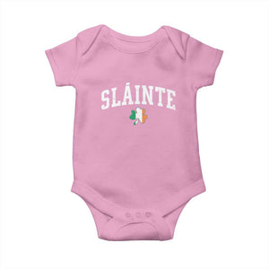 St Patricks Day Baby Onesie Retro Slainte Shamrock Lucky Irish Day Gift TS10 Light Pink Print Your Wear