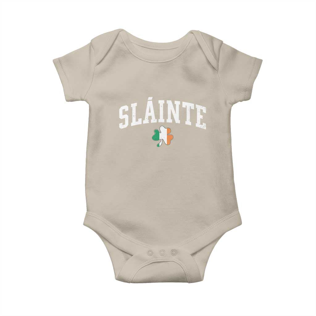 St Patricks Day Baby Onesie Retro Slainte Shamrock Lucky Irish Day Gift TS10 Sand Print Your Wear