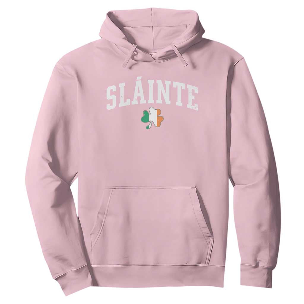 St Patricks Day Hoodie Retro Slainte Shamrock Lucky Irish Day Gift TS10 Light Pink Print Your Wear