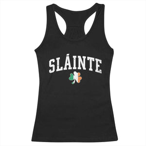 St Patricks Day Racerback Tank Top Retro Slainte Shamrock Lucky Irish Day Gift TS10 Black Print Your Wear