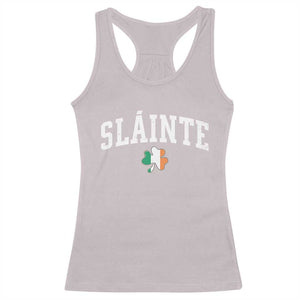 St Patricks Day Racerback Tank Top Retro Slainte Shamrock Lucky Irish Day Gift TS10 Ice Gray Print Your Wear