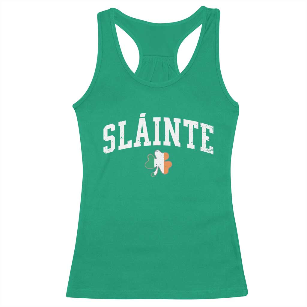 St Patricks Day Racerback Tank Top Retro Slainte Shamrock Lucky Irish Day Gift TS10 Irish Green Print Your Wear
