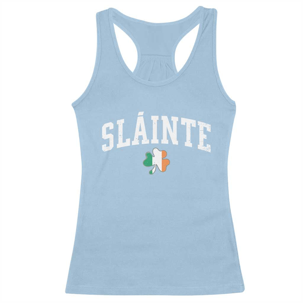 St Patricks Day Racerback Tank Top Retro Slainte Shamrock Lucky Irish Day Gift TS10 Light Blue Print Your Wear