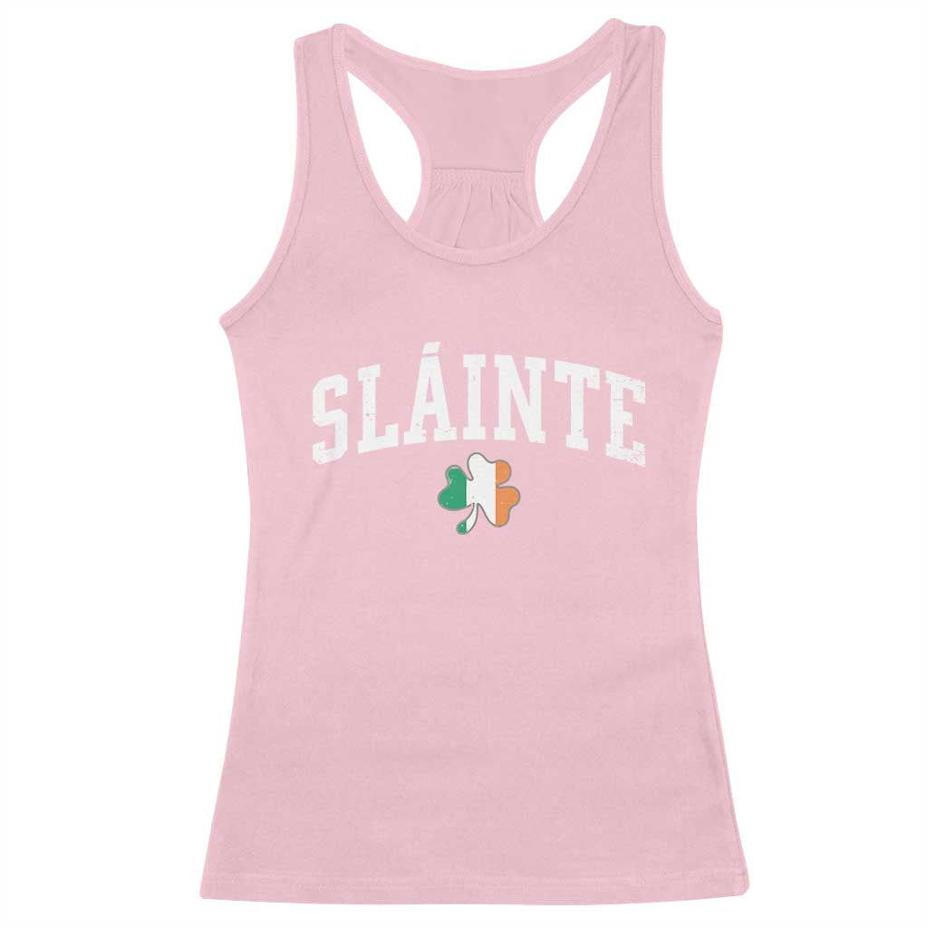 St Patricks Day Racerback Tank Top Retro Slainte Shamrock Lucky Irish Day Gift TS10 Light Pink Print Your Wear