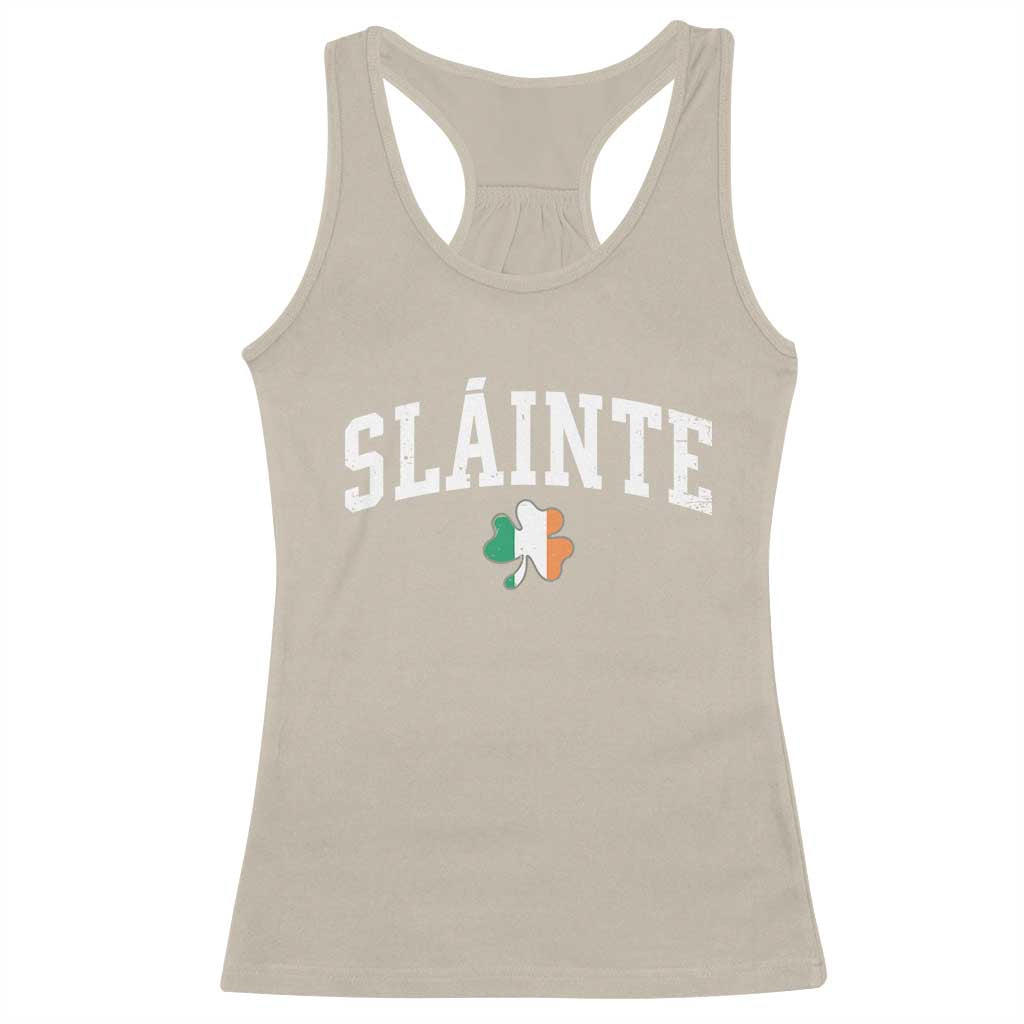 St Patricks Day Racerback Tank Top Retro Slainte Shamrock Lucky Irish Day Gift TS10 Sand Print Your Wear